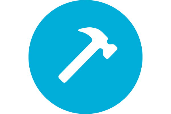 Hammer in blue circle