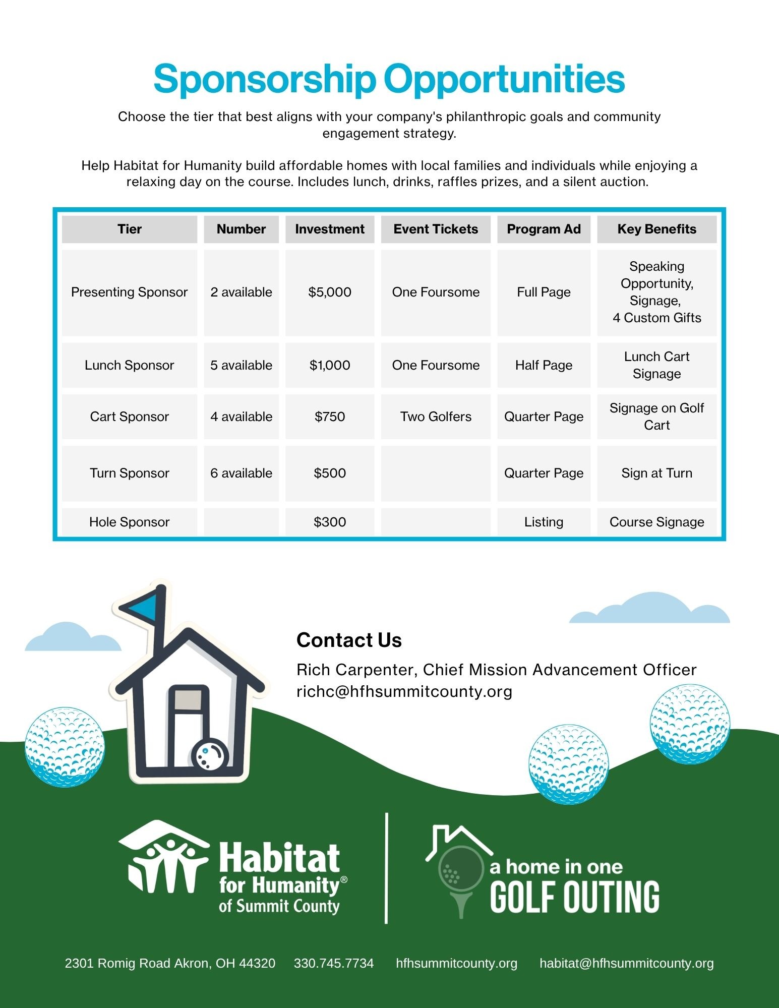 2026 Golf Outing Sponsor Info